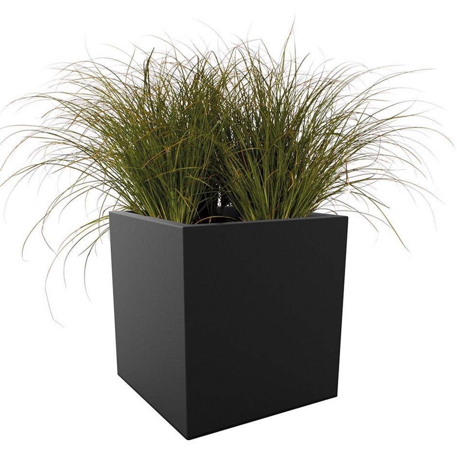 Vivo square matt black planter with wheels