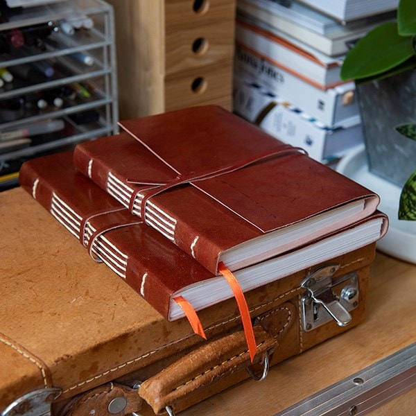 Gardener's leather journal/sketchbook - chestnut brown