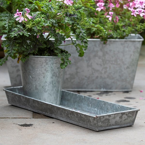 Galvanised metal window trough tray