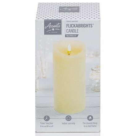 Cream pillar candle with flickerbright flame