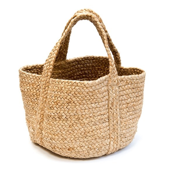 Woven jute log or tool basket