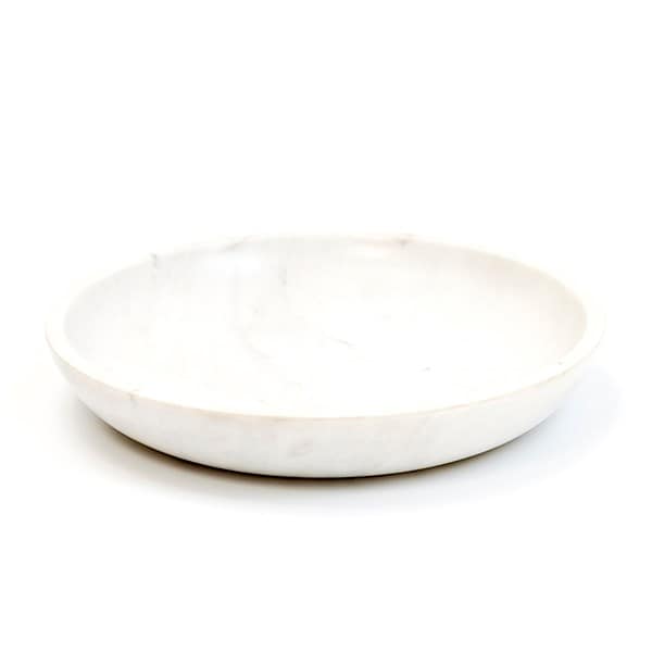 Turned white marble bird bowl