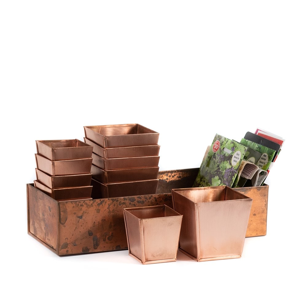 Set of 6 copper pots