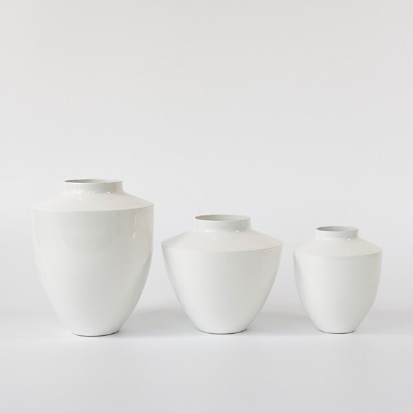 White stem vases