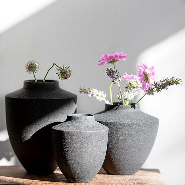 Charcoal stem vases