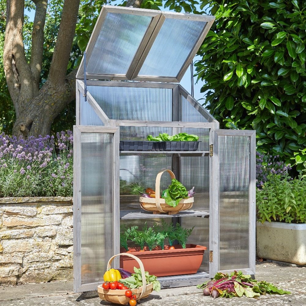 Large timber 3 tier growhouse - grey