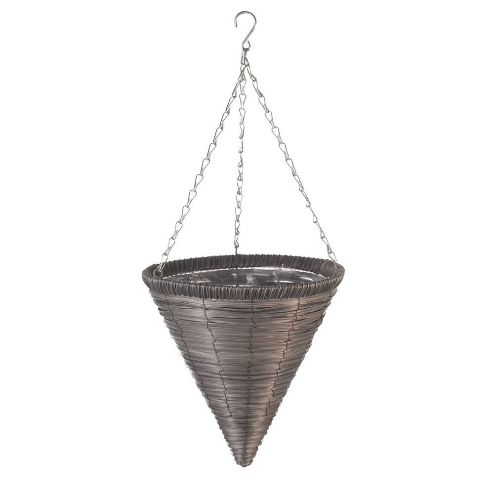 Slate faux rattan hanging cone