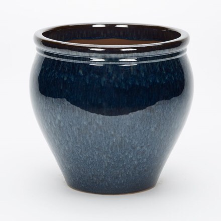 Peacock blue glazed jar