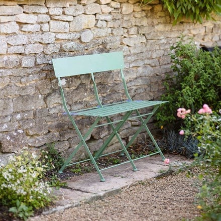Picture of Folding steel bistro bench - greengage