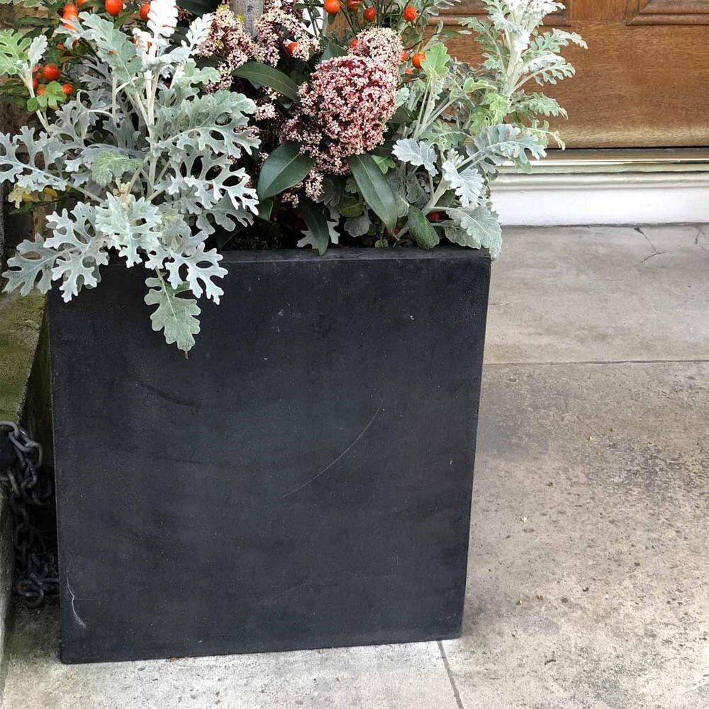 Orchid Pot Graphite 20cm Tall Medium Square Flower Pot Home Office Desk