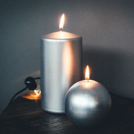 Silver pillar candle