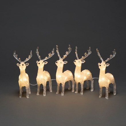 Acrylic LED reindeer light string - 5 piece