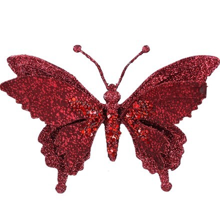 Red sequin and fabric butterfly clip