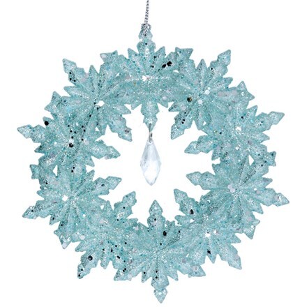 Blue glitter snowflake wreath