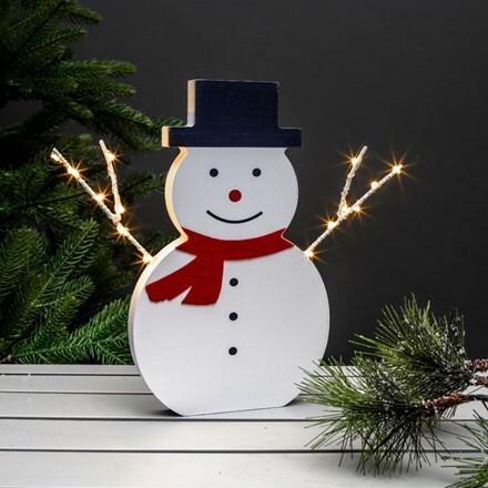 Wooden LED light up snowman