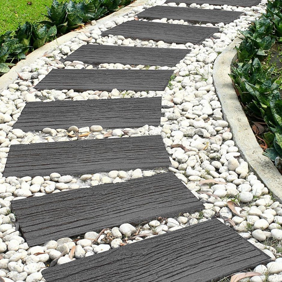 Recycled rail road tile stepping stone
