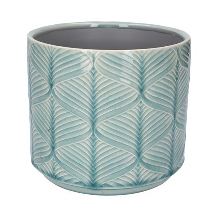 Blue wavy ceramic pot