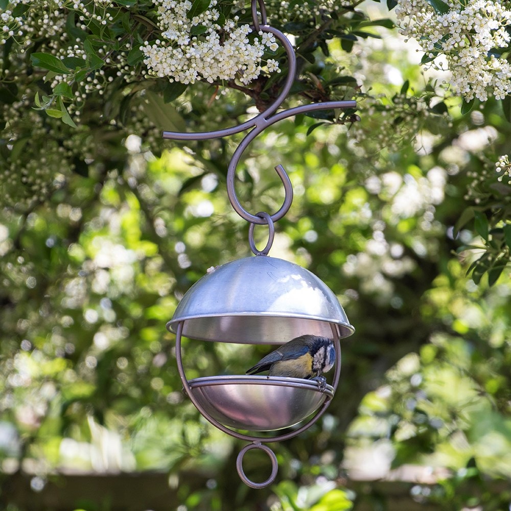 Satellite bird seed feeder - brushed aluminium