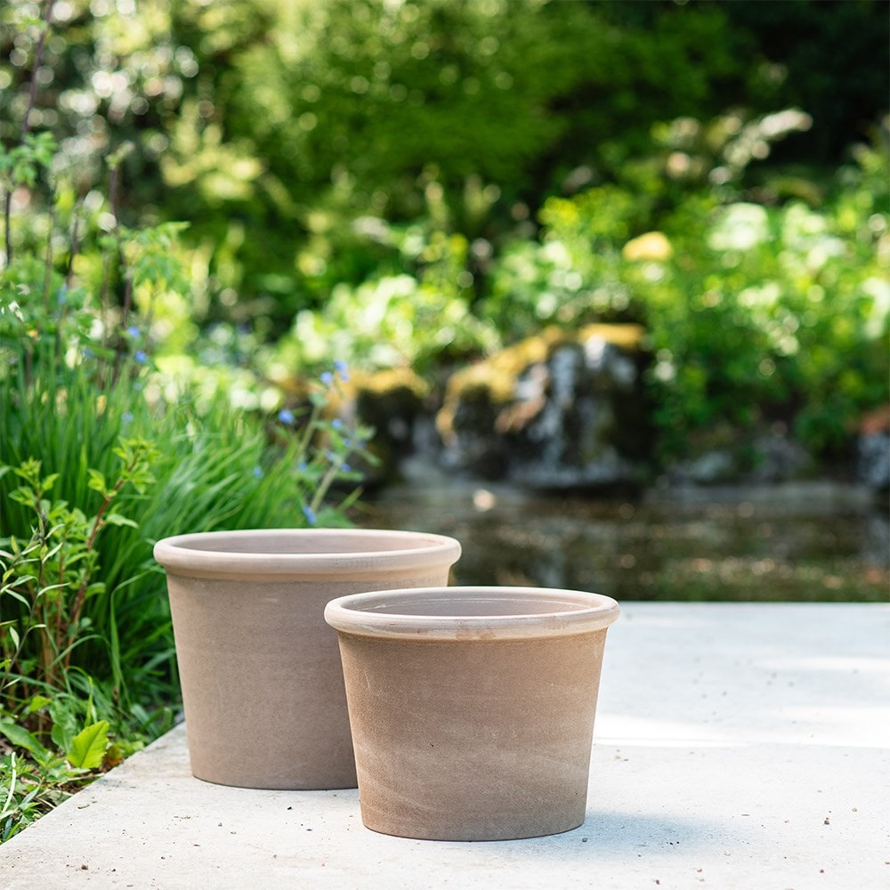 Italian terracotta cylinder pot - grey