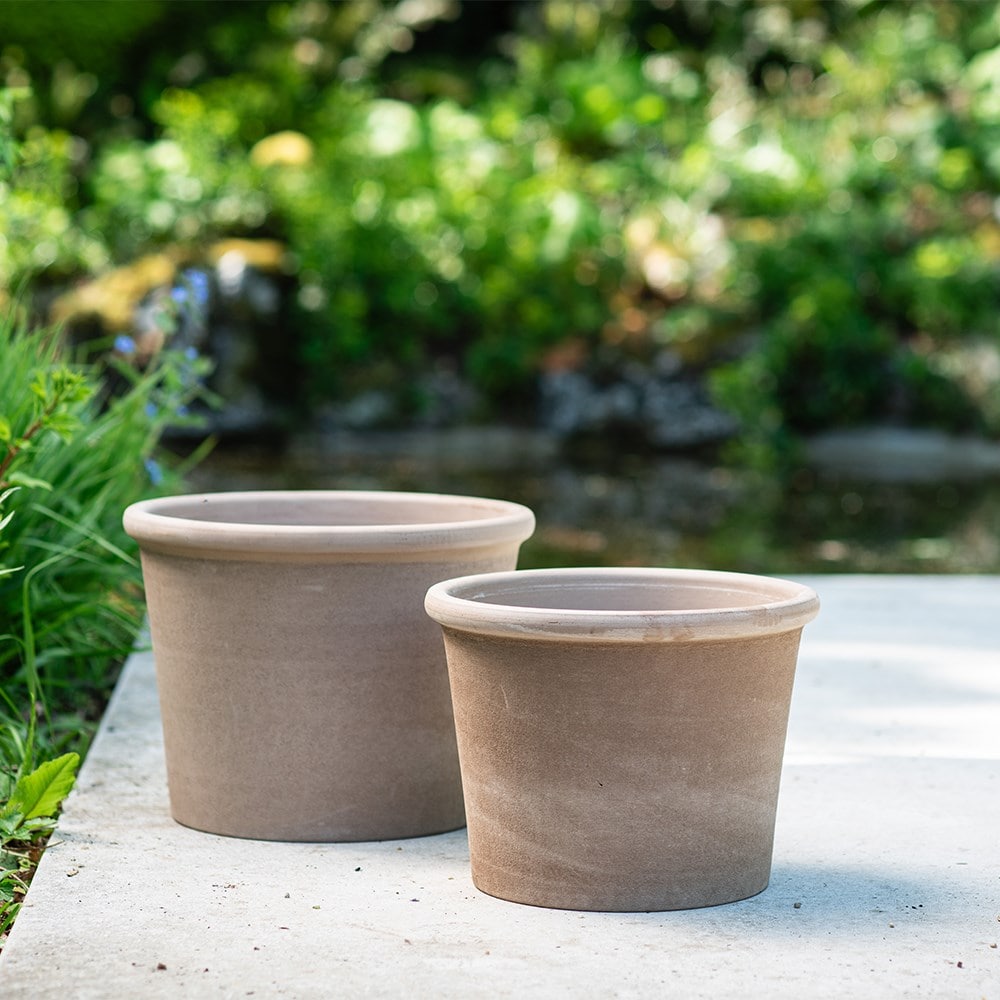 Italian terracotta cylinder pot - grey