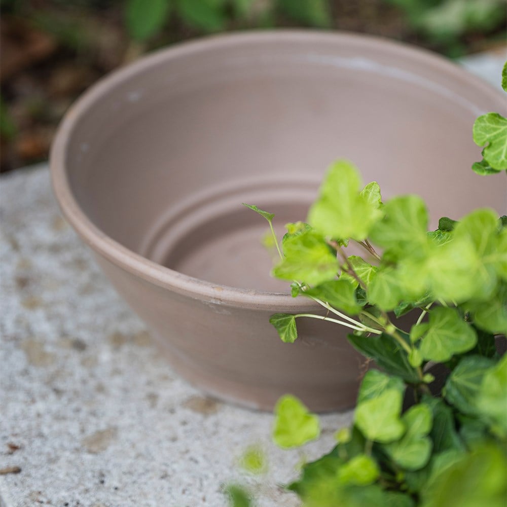 Italian terracotta bowl planter - grey