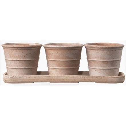 Planter vaso mini siena - 3 pots & tray