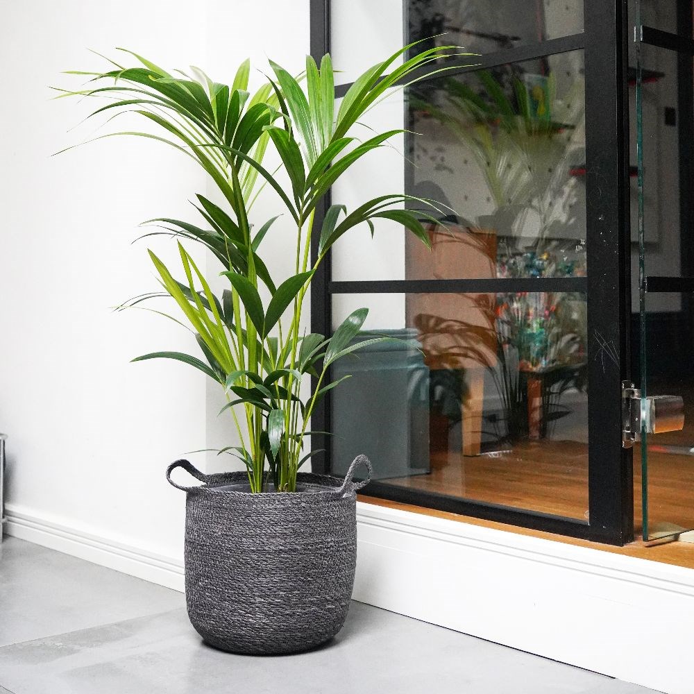 Woven lined basket - grey