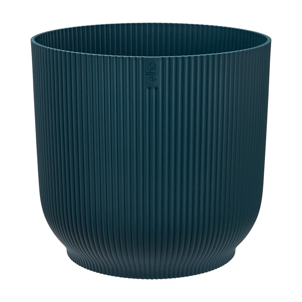 Round ribbed plant pot - dark blue