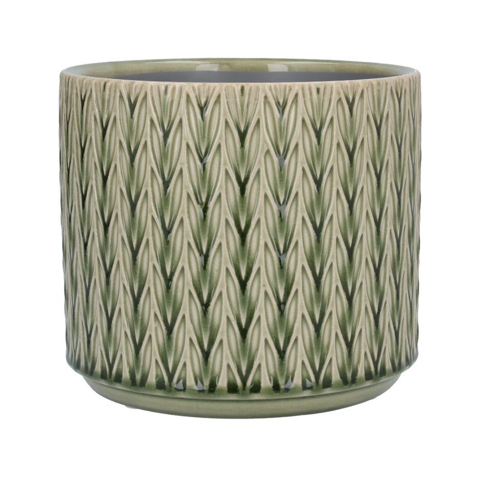 Green staghorn ceramic pot 