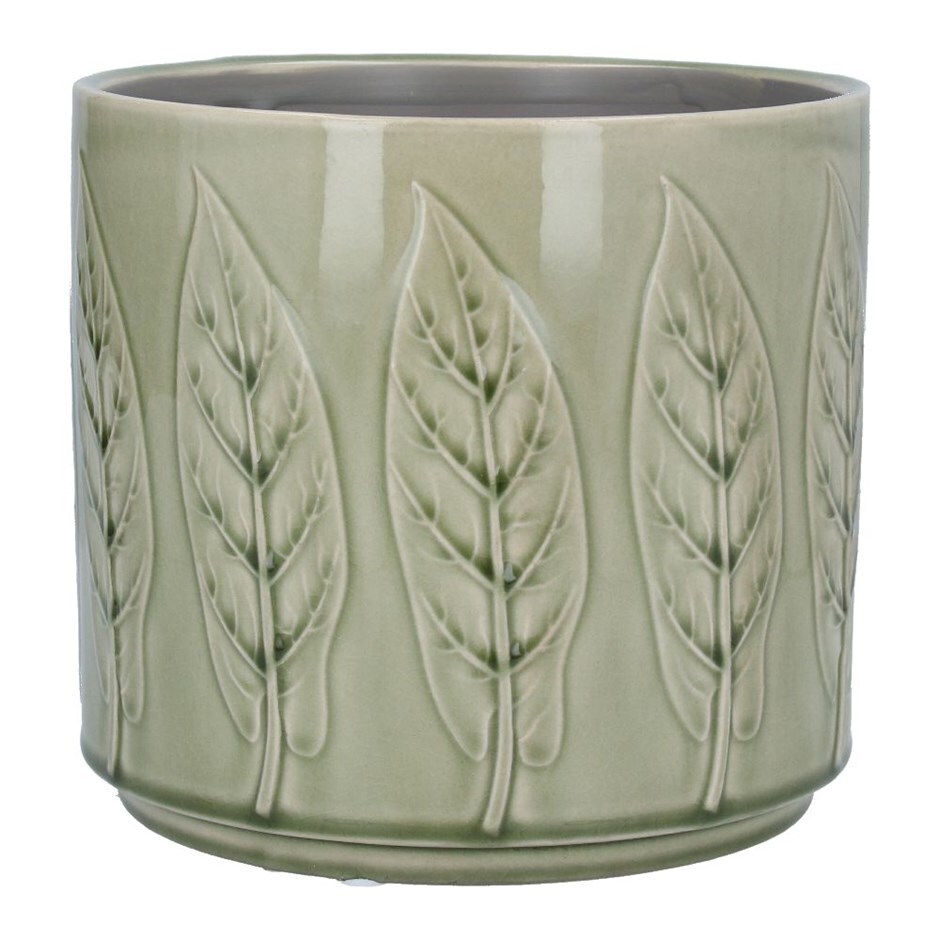 Sage bay leaf ceramic pot cover