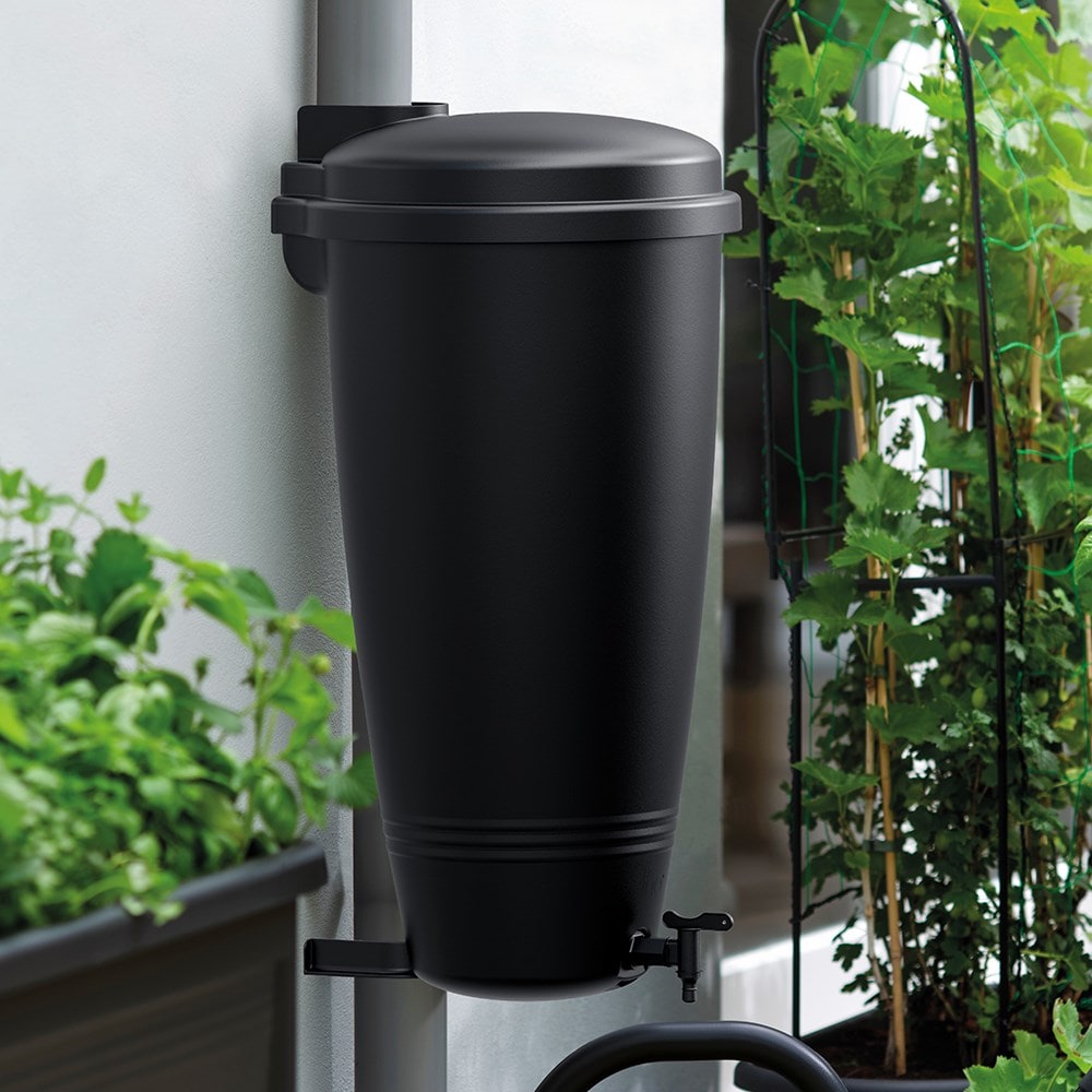 Wall-mounted water butt - black 