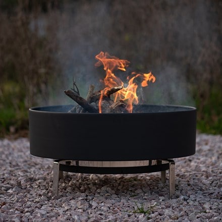 Classic fire pit with open fire grill - stainless steel base