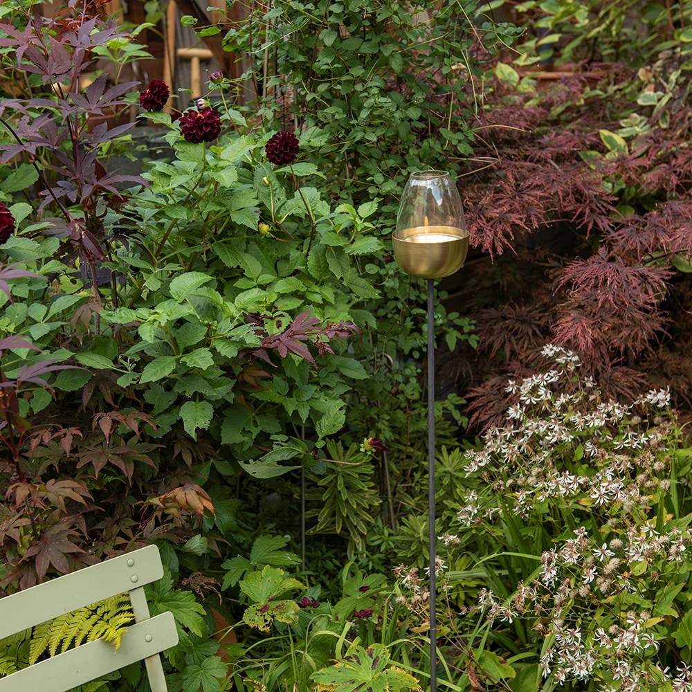 Tulip stake tealight holder (adjustable height)  - brushed brass 