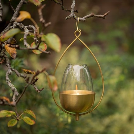 Hanging tulip lantern - brushed brass