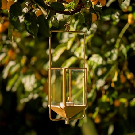 Hanging tealight lantern - brass