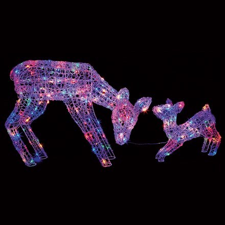 Multicolour LED soft acrylic mother and baby deer