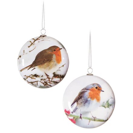 Robin baubles - set of four