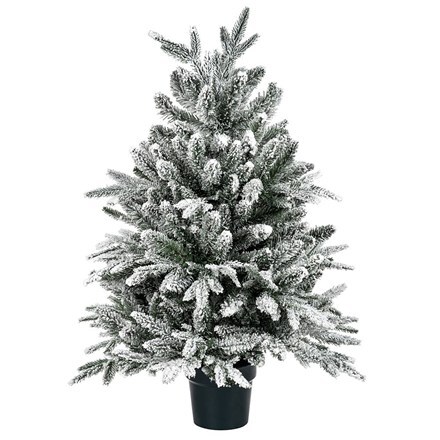 Artificial potted flocked lapland tree