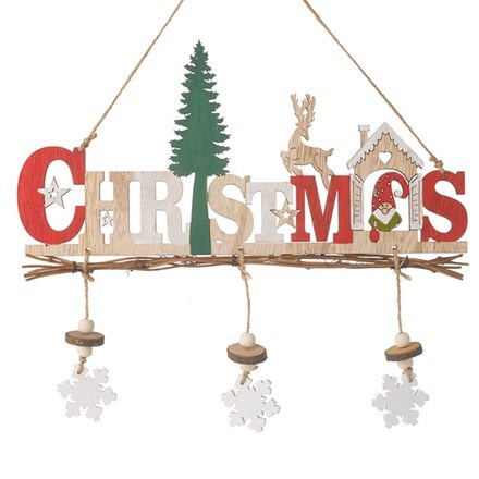Hanging wooden Christmas sign
