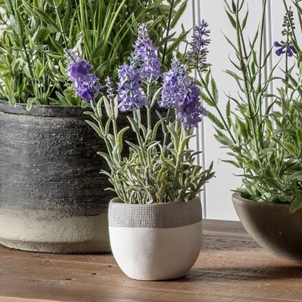 Artificial lavender lilac with white pot