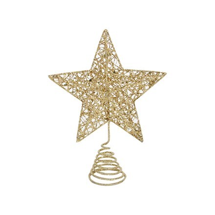 Gold glitter wire mesh tree top star