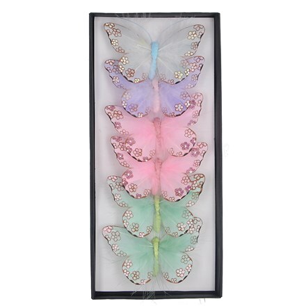 Pastel fabric butterfly clips - pack of 6