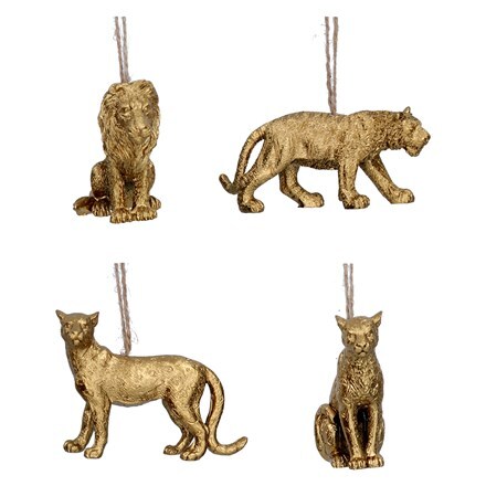 Old gold resin jungle cats decorations