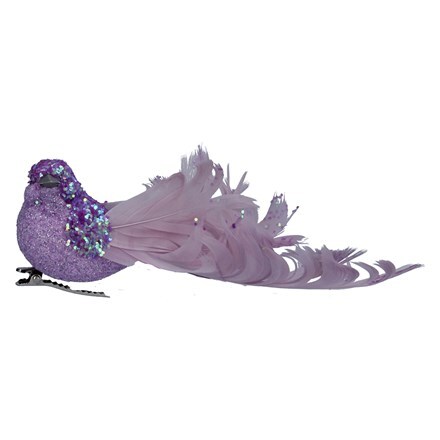 Lilac glitter/feather bird clip
