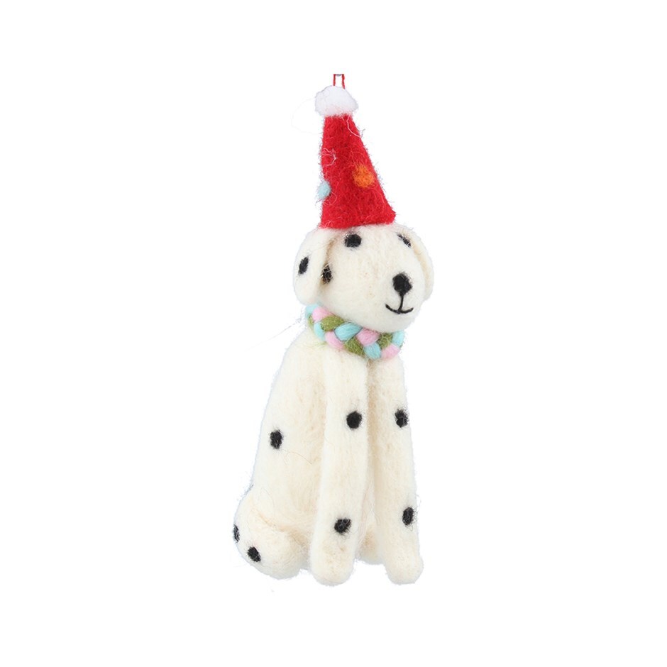 Wool mix spotty dog with hat decoration