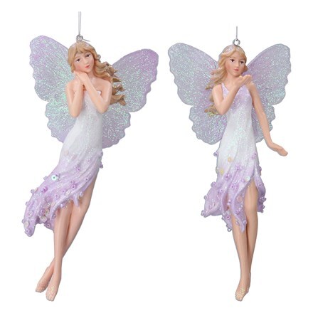 Lilac and white resin tall fairy