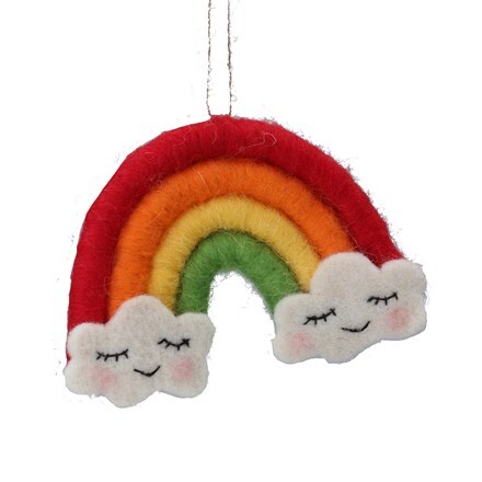 Mixed wool smiling rainbow decoration