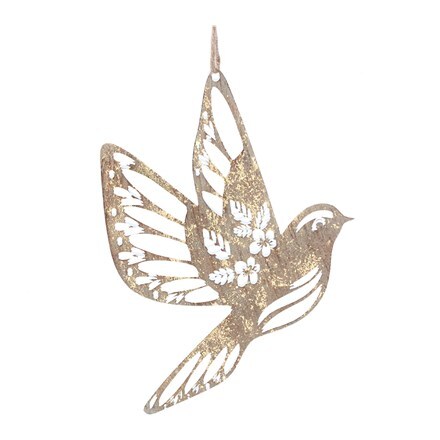 Gold metal flying bird decoration - small