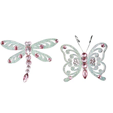Pink diamante acrylic insect on clip
