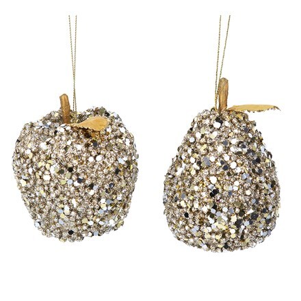 Pale gold sequin apple and pear